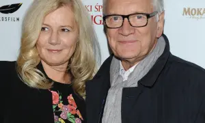 Andrzej Seweryn z żoną, Krystyną Jandy, na premierze filmu.