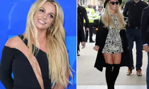 Britney Spears, w zależności od zdjęcia, prezentuje się w eleganckiej czarnej sukni lub w kwiecistej sukience i kozakach. Jej wiek nie wpływa na jej blask.
