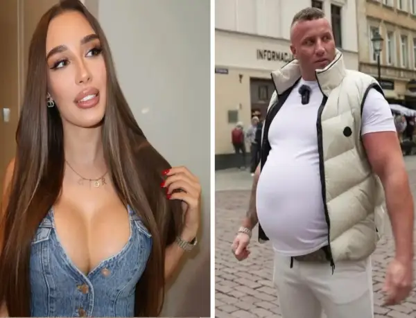 Sandra z "bad girl" w nowym filmie. Obok niej mężczyzna z dużym brzuchem.